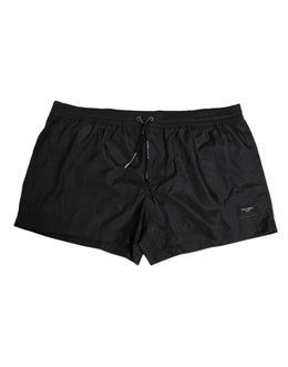 Dolce & Gabbana Black Logo Polyester Beachwear Shorts Swimwear