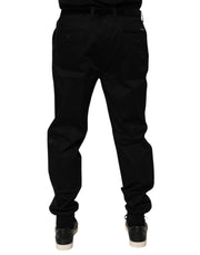 Dolce & Gabbana Black Cotton Stretch Casual Trouser Pants