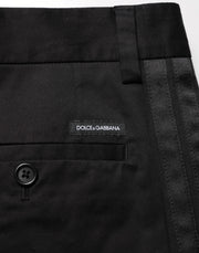 Dolce & Gabbana Black Cotton Stretch Casual Trouser Pants