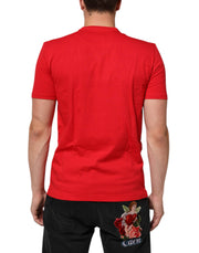 Dolce & Gabbana Red Goodluck 2023 Cotton Crew Neck T-shirt