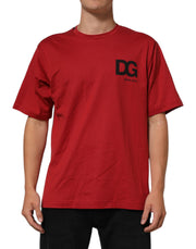 Dolce & Gabbana Red Logo Print Cotton Short Sleeve T-shirt