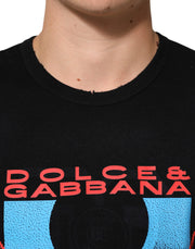 Dolce & Gabbana Black Musical Print Cotton Crew Neck T-shirt