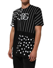 Dolce & Gabbana Black Cotton Polka Dots Round Neck T-shirt