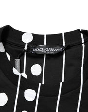 Dolce & Gabbana Black Cotton Polka Dots Round Neck T-shirt