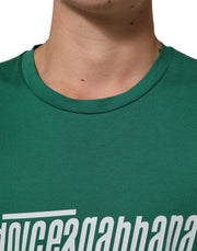 Dolce & Gabbana Green Cotton Graphic Logo Print Crewneck T-shirt