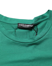 Dolce & Gabbana Green Cotton Graphic Logo Print Crewneck T-shirt