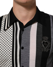 Dolce & Gabbana Black White Polka Dot Collared Polo T-shirt