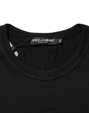 Dolce & Gabbana Black Logo Plaque Cotton Crew Neck T-shirt