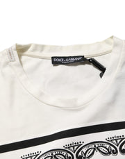Dolce & Gabbana White Cotton Logo Bandana Print Men T-shirt