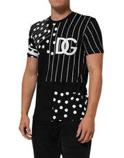 Dolce & Gabbana Black Cotton Polka Dots Round Neck T-shirt