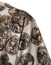 Dolce & Gabbana White Coin Print Cotton Crew Neck Men T-shirt