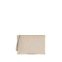 Fendi Cream Cotton Clutch Bag