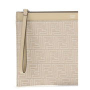 Fendi Cream Cotton Clutch Bag