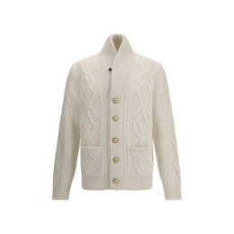 Brunello Cucinelli White Cashmere Cardigan