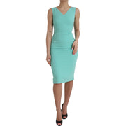 Dolce & Gabbana Green Viscose Sleeveless Sheath Midi Dress