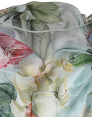 Dolce & Gabbana Blue Floral Print Tiered Long Maxi Dress