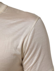 Dolce & Gabbana Off White Silk Crew Neck Short Sleeve T-shirt