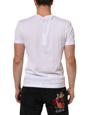 Dolce & Gabbana White Logo Print Cotton Men Crew Neck T-shirt