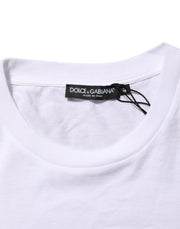 Dolce & Gabbana White Logo Print Cotton Men Crew Neck T-shirt