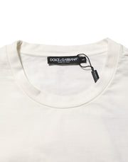 Dolce & Gabbana White Logo Print Cotton Crew Neck Men T-shirt