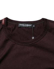 Dolce & Gabbana Brown Logo Plaque Cotton Crew Neck T-shirt