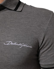 Dolce & Gabbana Gray Logo Embroidery Collared Polo T-shirt