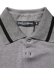Dolce & Gabbana Gray Logo Embroidery Collared Polo T-shirt