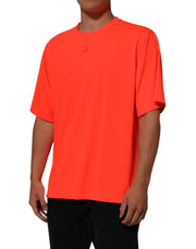 Dolce & Gabbana Neon Orange Polyester Men Crew Neck T-shirt