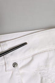 Dolce & Gabbana White Cotton Tattered BOYFRIEND Denim Jeans