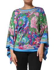 Dolce & Gabbana Multicolor Floral Print Silk Tunic Blouse Top
