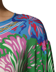 Dolce & Gabbana Multicolor Floral Print Silk Tunic Blouse Top