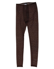 Dolce & Gabbana Brown Nylon Logo Lace Leggings Pants Underwear