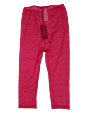 Dolce & Gabbana Fuchsia Logo Lace Tight Midi Trousers Underwear