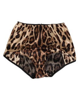 Dolce & Gabbana Multicolor Leopard Silk High Waist Girdle Underwear
