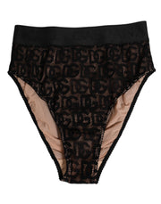 Dolce & Gabbana Black DG Logo Lace High Brief Panty Underwear