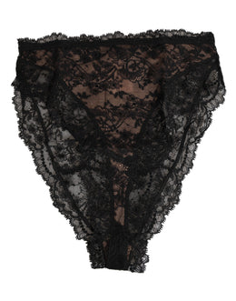 Dolce & Gabbana Black Floral Lace Mesh High Brief Panty  Underwear