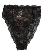 Dolce & Gabbana Black Floral Lace Mesh High Brief Panty  Underwear