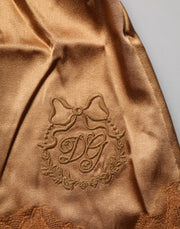 Dolce & Gabbana Brown Floral Lace Tank Lingerie Sleepwear Underwear