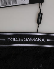 Dolce & Gabbana Black Lace Slip Brief Logo Waistband  Underwear