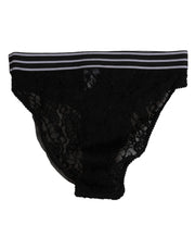 Dolce & Gabbana Black Lace Slip Brief Logo Waistband  Underwear