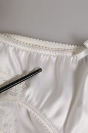 Dolce & Gabbana White Silk Satin Floral Lace Panty Brief Underwear