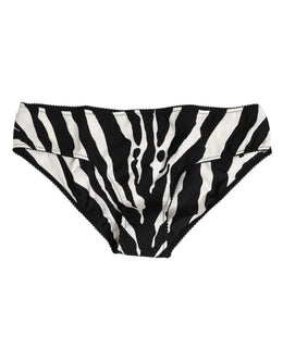 Dolce & Gabbana Black White Zebra Print Slip Briefs Underwear