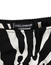 Dolce & Gabbana Black White Zebra Print Slip Briefs Underwear