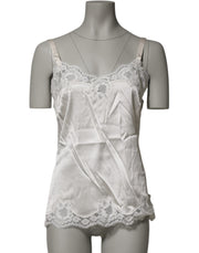 Dolce & Gabbana Off White Floral Lace Tank Lingerie Top Underwear