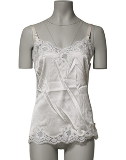 Dolce & Gabbana Off White Floral Lace Tank Lingerie Top Underwear