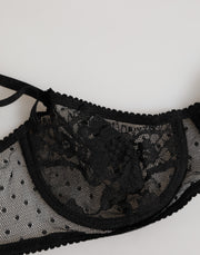 Dolce & Gabbana Black Floral Underwired Balconette Bra Underwear