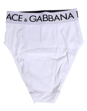 Dolce & Gabbana White Cotton Stretch High Waist Panty Underwear