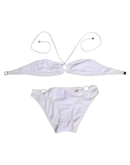 Dolce & Gabbana White Logo Swimsuit 2 Piece Top Bottom Swimwear