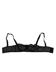 Dolce & Gabbana Black Floral Underwired Balconette Bra Underwear