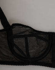 Dolce & Gabbana Black Floral Underwired Balconette Bra Underwear